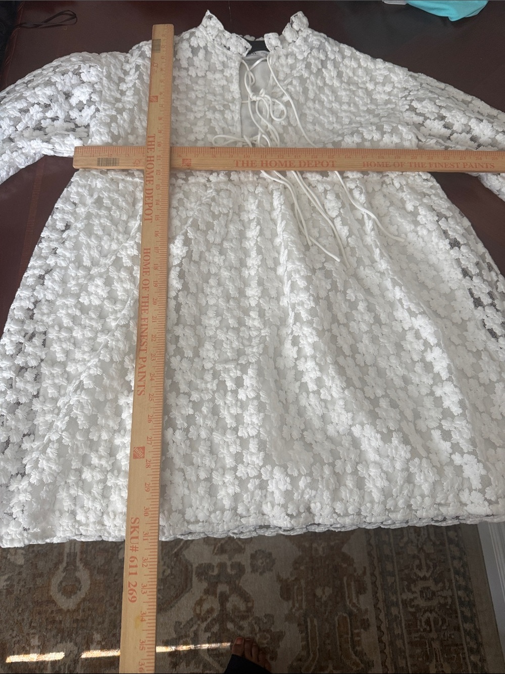 Zara white / Ivory Floral Lace babydoll heavy Tunic dress blogger fave M - Picture 16 of 16